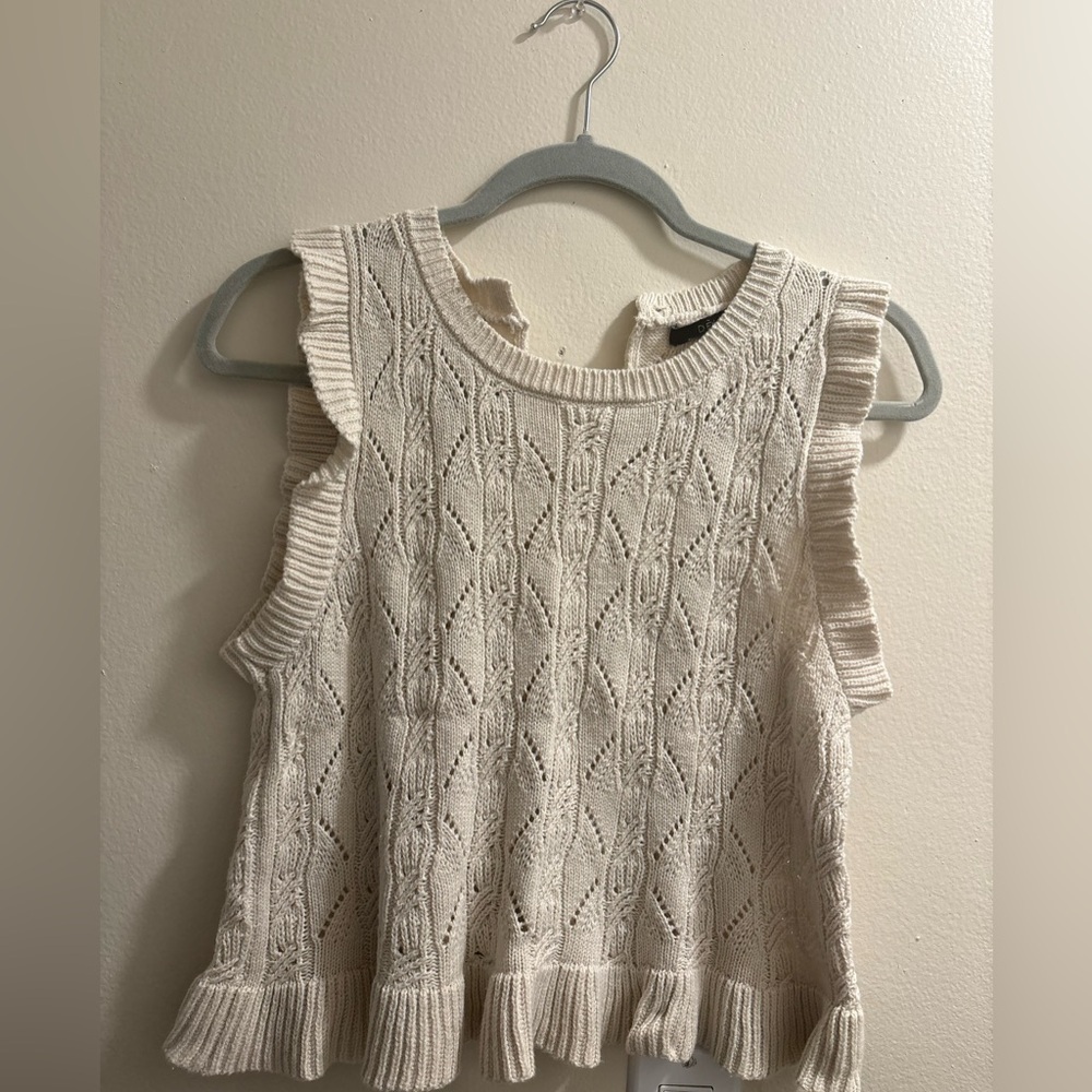 Deluc Cream Knit Top with Ruffles